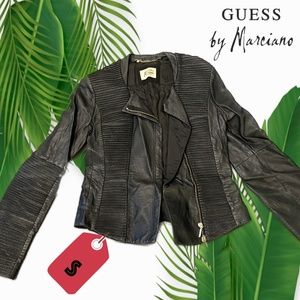 Genuine Black Leather Jacket by Guess by Marciano